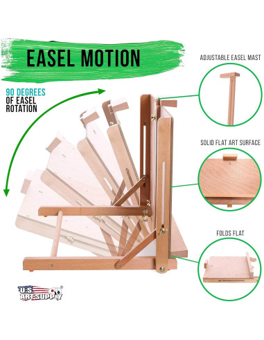 Caballete de Madera Sólida Suministro de Arte E-416 Ajustable