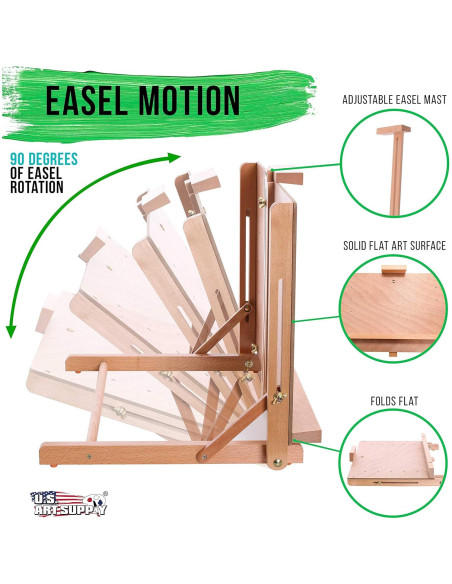 Caballete de Madera Sólida Suministro de Arte E-416 Ajustable