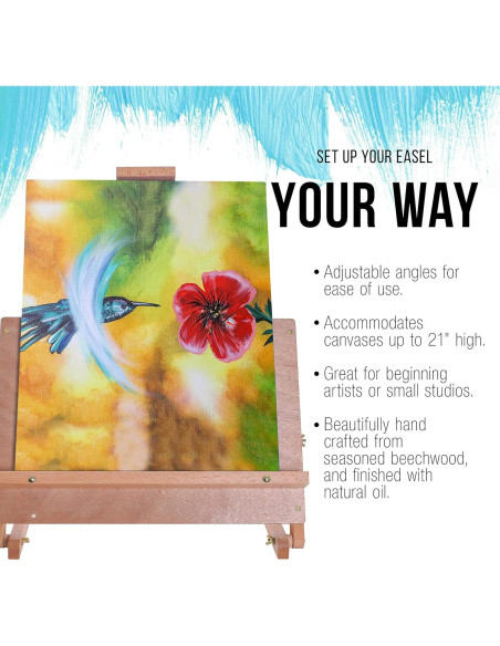 Caballete de Madera Sólida Suministro de Arte E-416 Ajustable