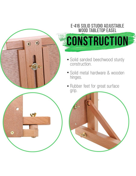 Caballete de Madera Sólida Suministro de Arte E-416 Ajustable