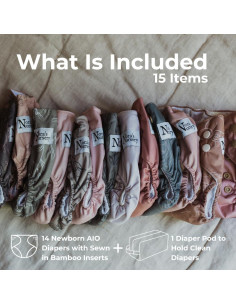 Paquete de 14 Pañales de Tela Todo en Uno Nora - Recién Nacidos 2