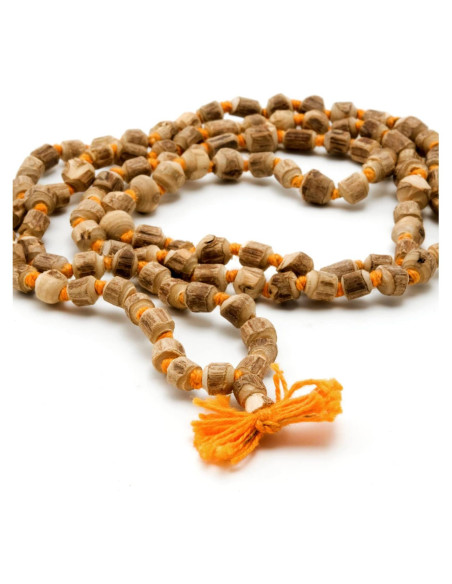 Mala Japa Tulsi 108 Cuentas Hecha a Mano - Madera Sagrada