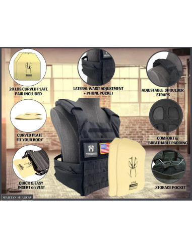 Chaleco con peso ajustable SPARTAN SHADOW 9kg para entrenamiento