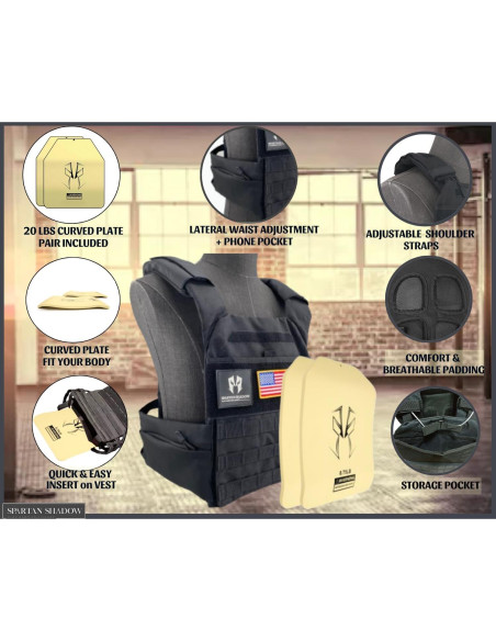 Chaleco con peso ajustable SPARTAN SHADOW 9kg para entrenamiento