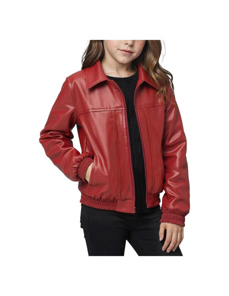 Chaqueta de Cuero Sintético Noomelfish para Niñas 7-8 Años