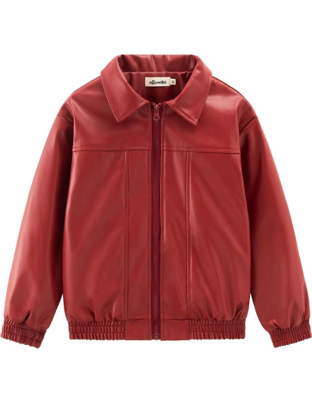Chaqueta de Cuero Sintético Noomelfish para Niñas 7-8 Años