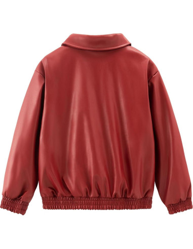 Chaqueta de Cuero Sintético Noomelfish para Niñas 7-8 Años