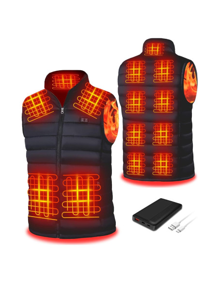 Chaleco Térmico Eléctrico para Hombres con 13 Zonas de Calentamiento