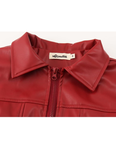 Chaqueta de Cuero Sintético Noomelfish para Niñas 7-8 Años