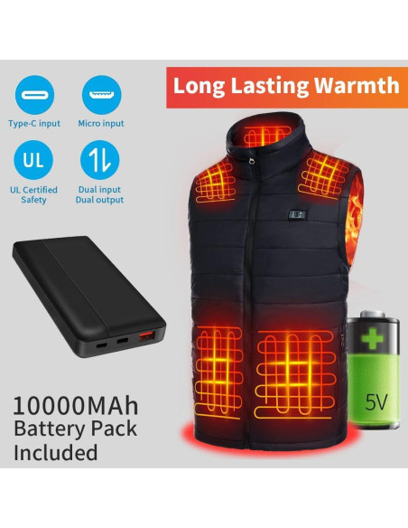 Chaleco Térmico Eléctrico para Hombres con 13 Zonas de Calentamiento