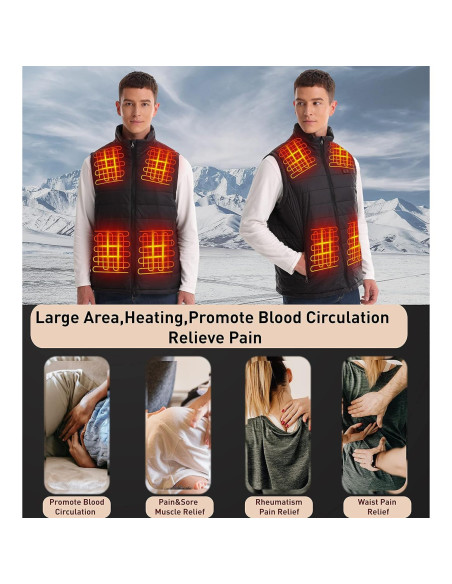 Chaleco Térmico Eléctrico para Hombres con 13 Zonas de Calentamiento