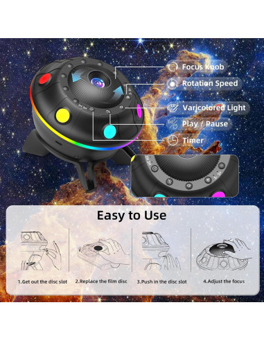 Proyector Galáctico 12 en 1 FlyLily, Luz Nocturna RGB