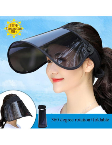 Visera de sol ajustable para mujeres con escudo facial UPF 50+