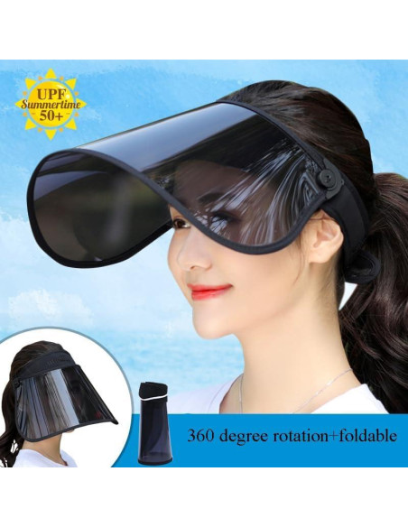 Visera de sol ajustable para mujeres con escudo facial UPF 50+
