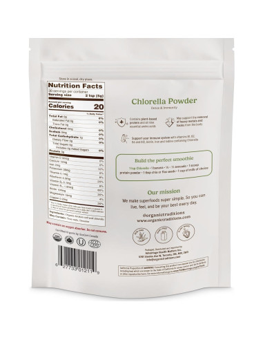 Polvo de Chlorella Orgánica Tradiciones Orgánicas 150g