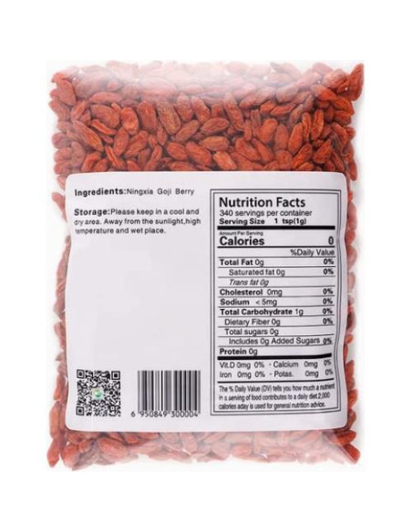 Baya de Goji Orgánica USDA OCM 227 g - Secas y Saludables