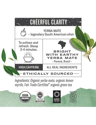 Té Orgánico Numi Mate Limón 18 Bolsitas - Sabor Energizante