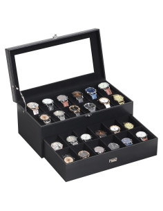 Caja de Relojes AUTOARK de Cuero y Terciopelo 24 Relojes