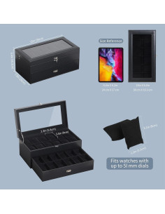 Caja de Relojes AUTOARK de Cuero y Terciopelo 24 Relojes 2