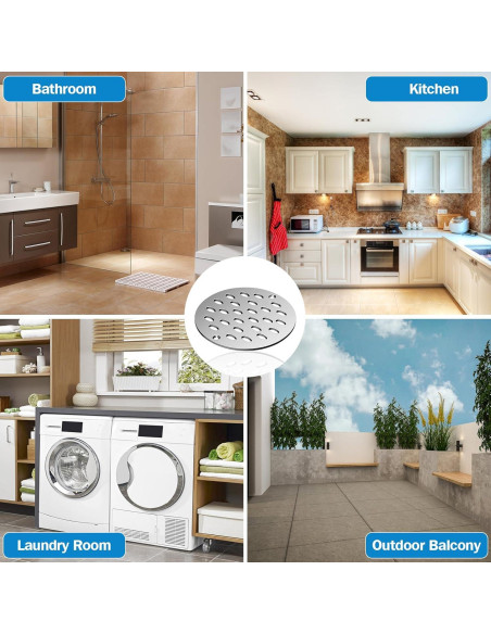 Tapa de desagüe de ducha YFZGZA 4" Cromo acero inoxidable