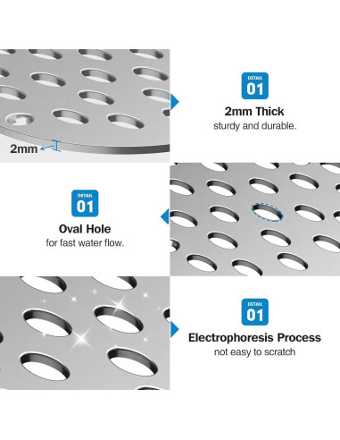 Tapa de desagüe de ducha YFZGZA 4" Cromo acero inoxidable