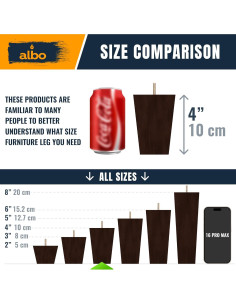 Patas de Madera Albo 10.16 cm Set de 4 Cuadradas Marrón 2