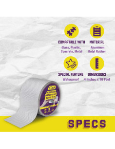 Cinta de Butilo de Aluminio ATack 10 cm x 4.88 m Impermeable 2