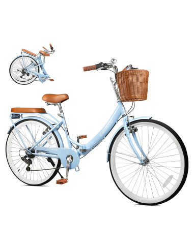 Bicicleta Plegable Esheno 26" 7 Velocidades Azul Adulto