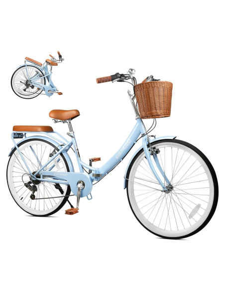 Bicicleta Plegable Esheno 26" 7 Velocidades Azul Adulto