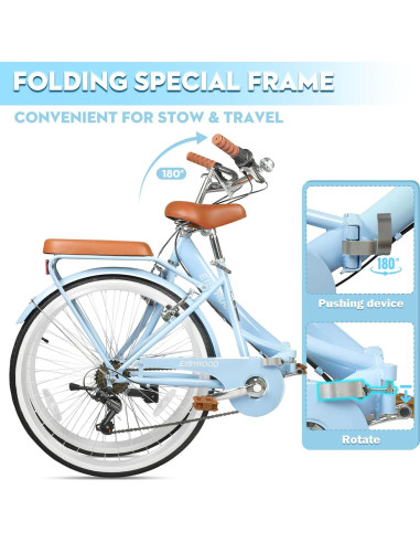 Bicicleta Plegable Esheno 26" 7 Velocidades Azul Adulto