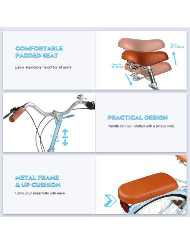 Bicicleta Plegable Esheno 26" 7 Velocidades Azul Adulto