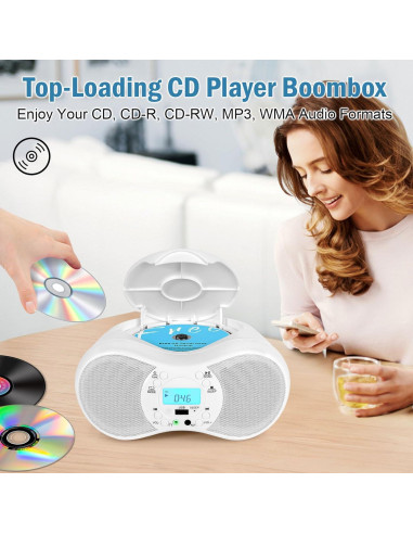 Reproductor de CD Portátil JOVELL con Sonido Estéreo y AUX