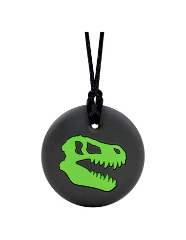 Collar Masticable Munchables Calavera Dino Verde - Joyería Fidget