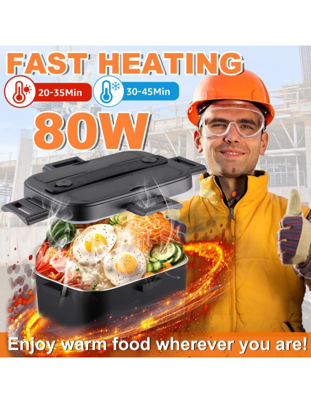 Caja de Almuerzo Eléctrica Nifogo 80W 1.8L Portátil Negro Caja de Almuerzo Eléctrica Nifogo 80W 1.8L Portátil Negro