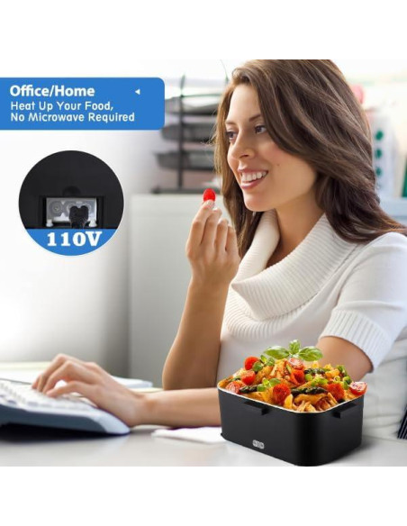 Caja de Almuerzo Eléctrica Nifogo 80W 1.8L Portátil Negro Caja de Almuerzo Eléctrica Nifogo 80W 1.8L Portátil Negro