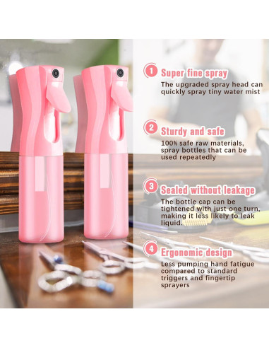 Botella de Spray Continua Leaflai 200ml Rosa para Cabello y Jardinería