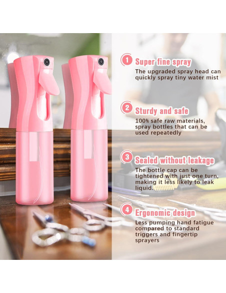 Botella de Spray Continua Leaflai 200ml Rosa para Cabello y Jardinería