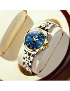 Reloj OLEVS para Mujeres con Esfera Azul y Correa de Oro Plata 2