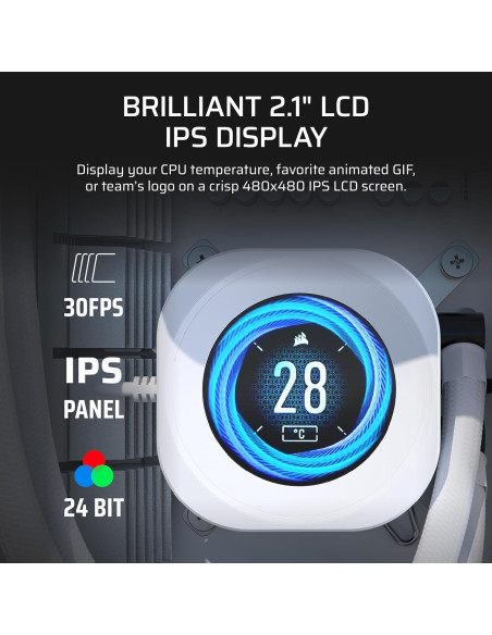 Enfriador de CPU Líquido CORSAIR Nautilus 360 RS LCD 360mm Blanco