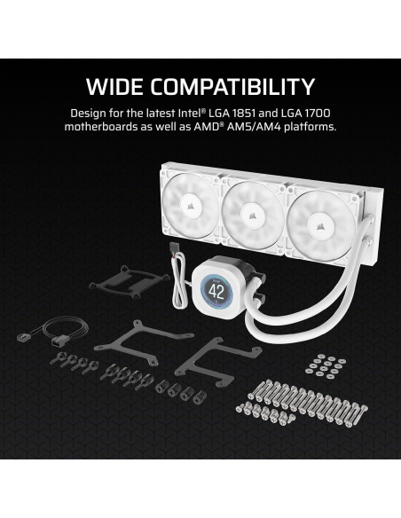 Enfriador de CPU Líquido CORSAIR Nautilus 360 RS LCD 360mm Blanco
