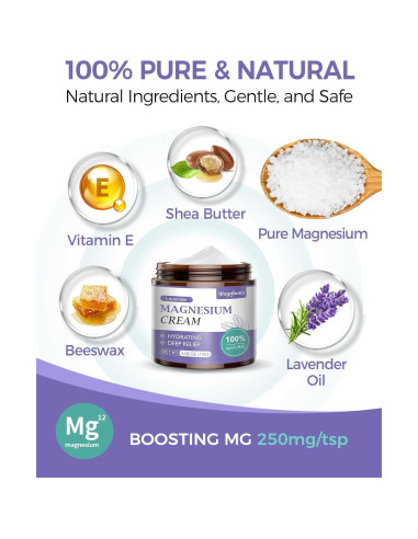 Crema de Magnesio Natural Wagomars 113g - Relajación Muscular Lavanda