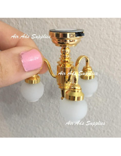 Candelabro de Techo LED Miniatura 1:12 Dorado Metal 2