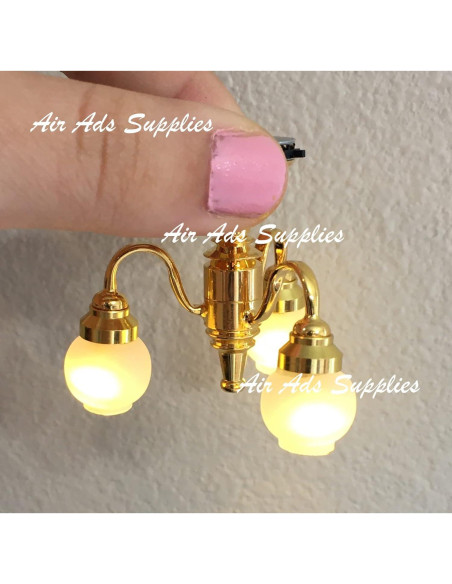 Candelabro de Techo LED Miniatura 1:12 Dorado Metal