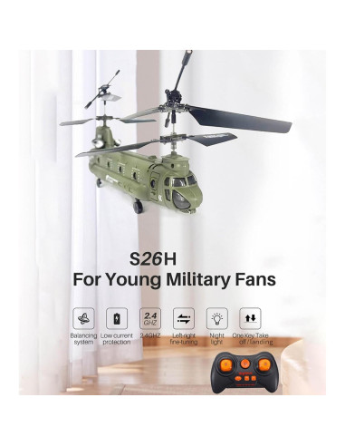 Helicóptero RC Dodoore S026H Militar con Mantenimiento de Altitud