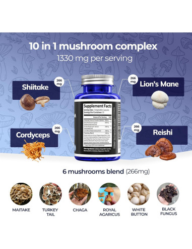 Suplemento Dietético Nootrópico Vital-J 60 Cápsulas Champiñones