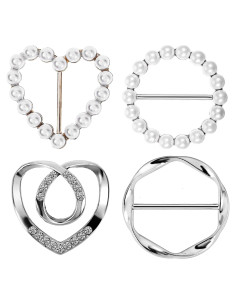 4 Clips de Anillo para Bufanda Plata Bremorou - Accesorios Moda