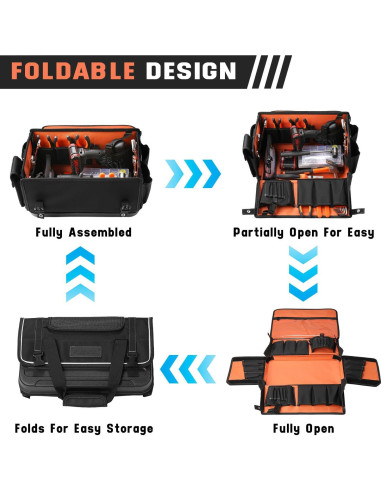 Bolsa de Herramientas FUZVOL Negra Impermeable 2.23 kg 39.88x21.08x23.88 cm