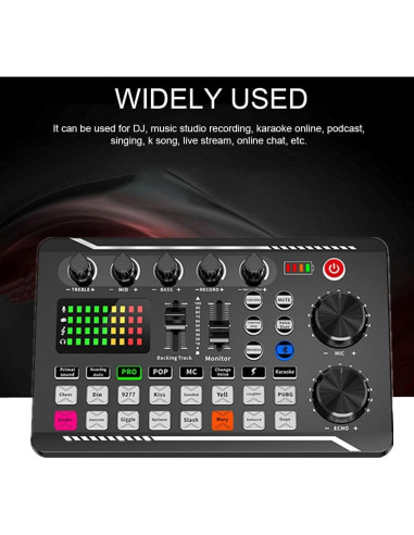 Tarjeta de Sonido en Vivo Bluetooth con 16 Efectos - Negro