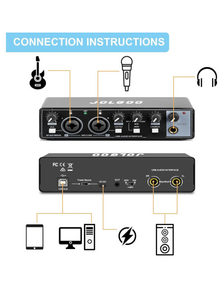 Interfaz de Audio USB 24-Bit/192kHz - Plug and Play para PC y Mac
