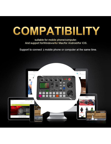 Tarjeta de Sonido en Vivo Bluetooth con 16 Efectos - Negro